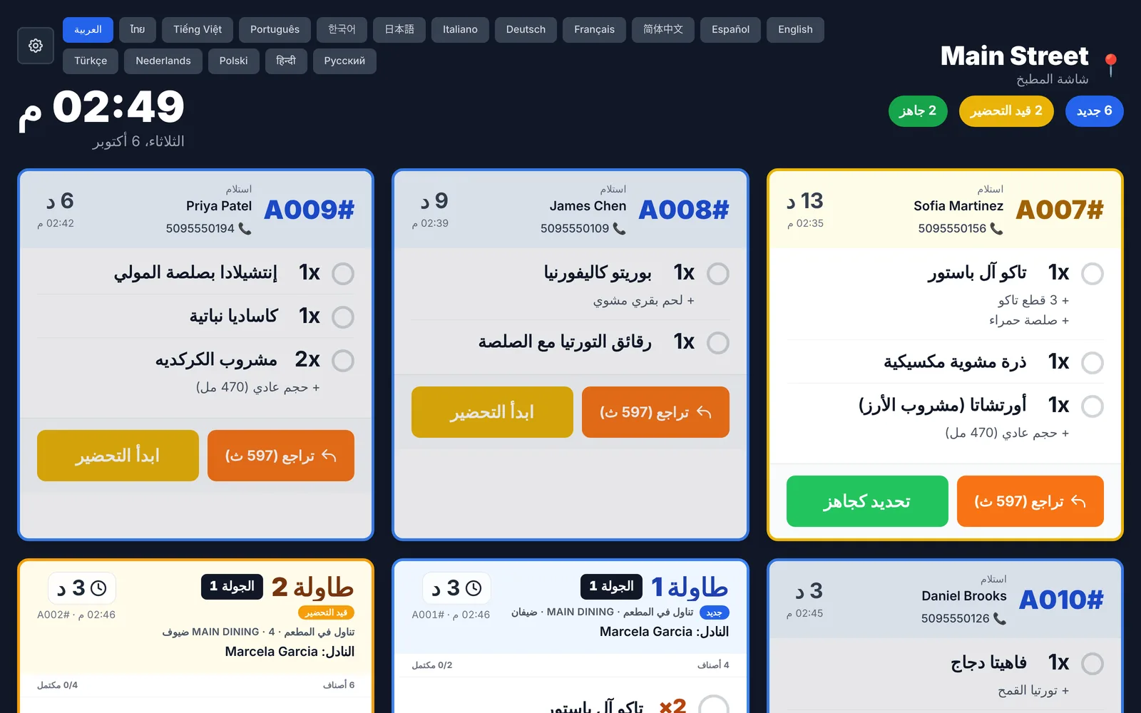 Right-to-left Arabic. Arabic flips the entire layout right to left, not just the words.